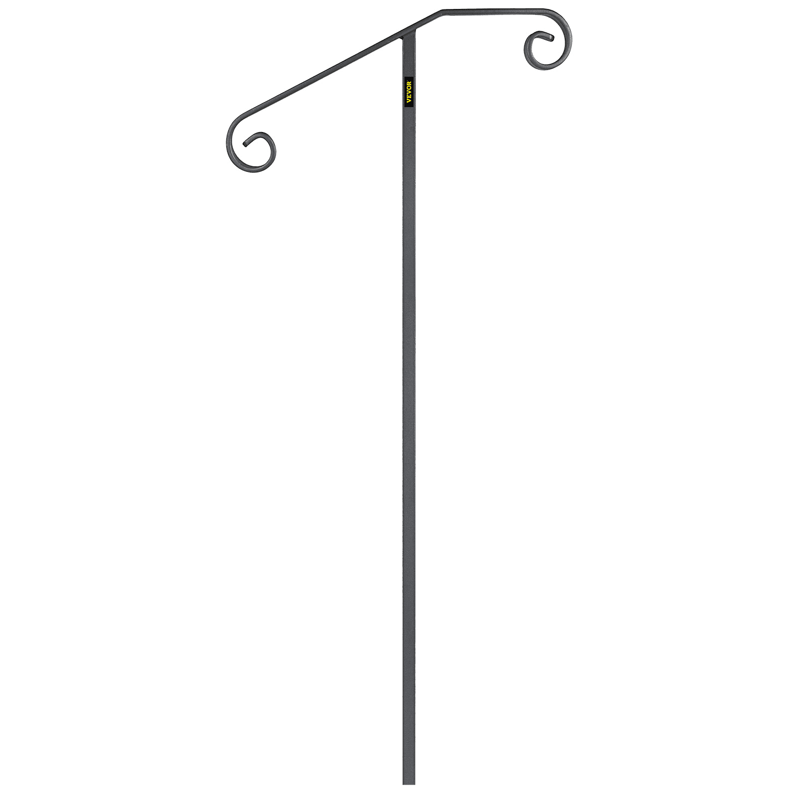 VEVOR Single Post Handrail Wrought Iron Post Mount Step Grab Supports in Ground Long Post Fits 1 or 2 Steps Grab Rail Single Post Railing (Gray) 