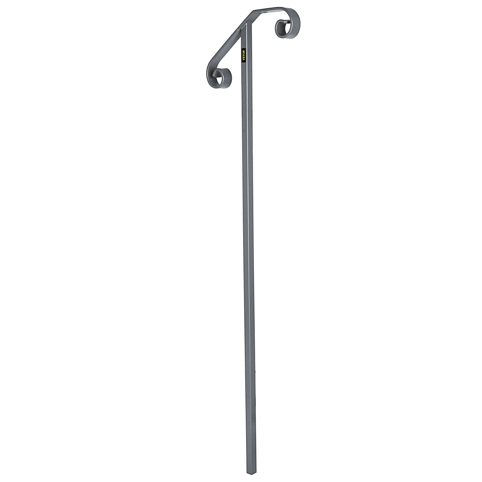 VEVOR Single Post Handrail Wrought Iron Post Mount Step Grab Supports in Ground Long Post Fits 1 or 2 Steps Grab Rail Single Post Railing (Gray) 