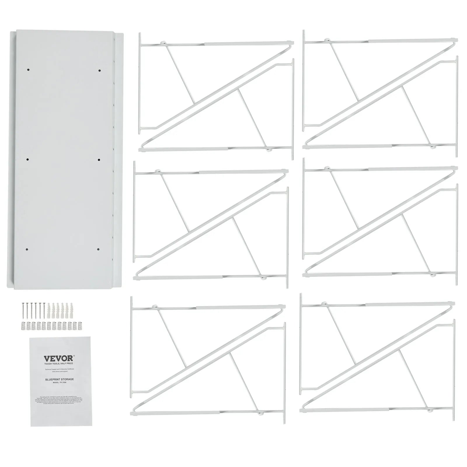 VEVOR Wall Mount Blueprint Storage Rack Blueprint Holder with 12 Pivot Brackets