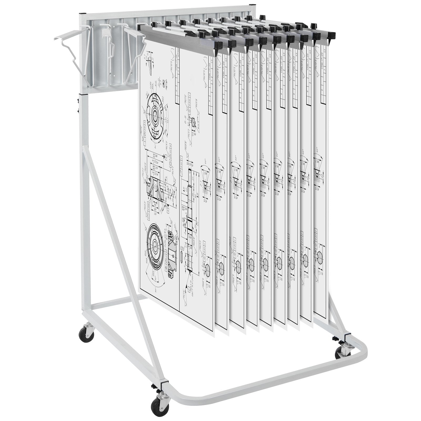 VEVOR Mobile Blueprint Storage Rack Plan Holder with 12 Pivot Brackets 240 lbs 