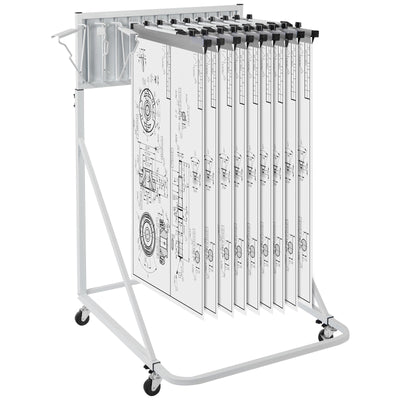VEVOR Mobile Blueprint Storage Rack Plan Holder with 12 Pivot Brackets 240 lbs 