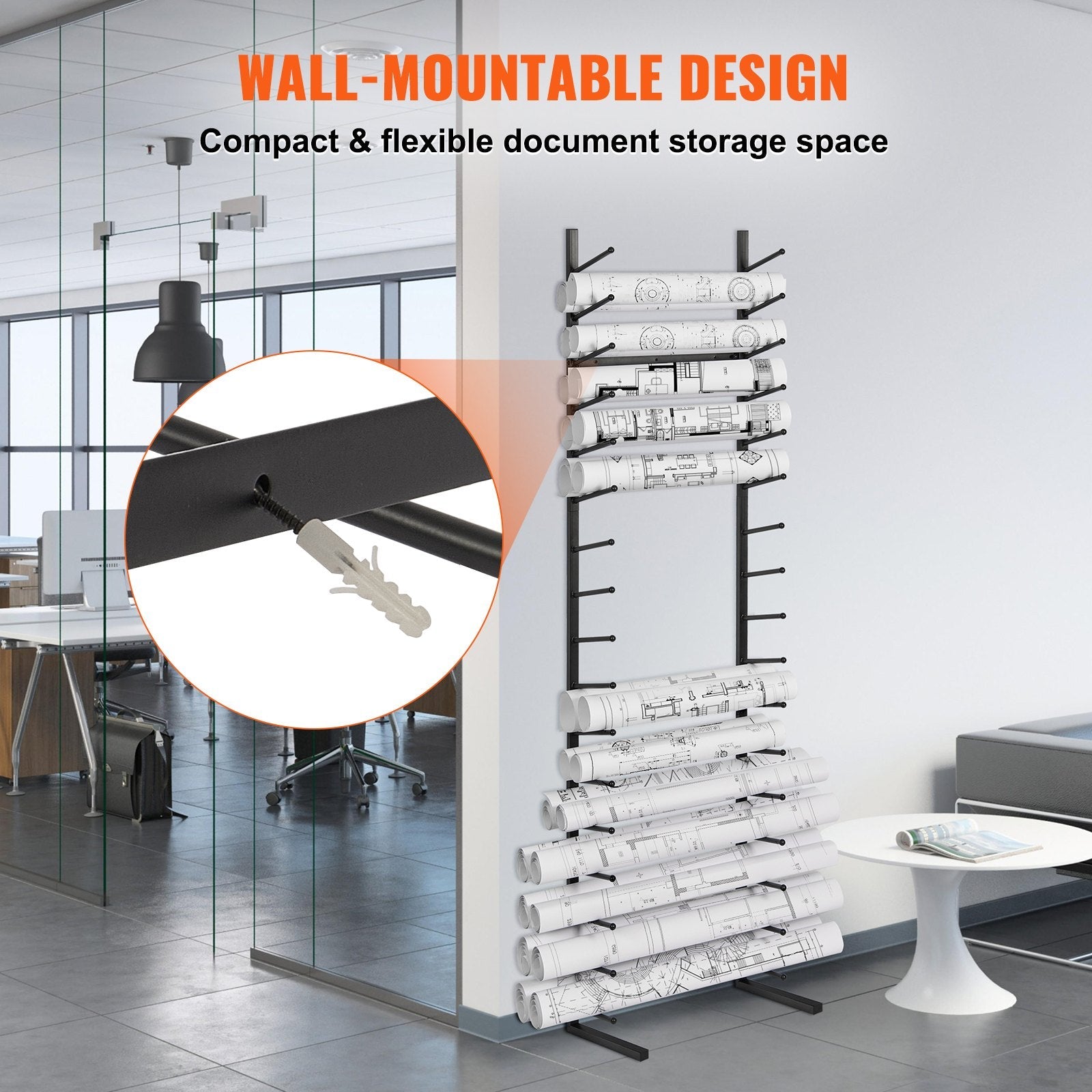 VEVOR Blueprint Storage Rack Vertical Hanging Poster Display Rack 16-Tier 
