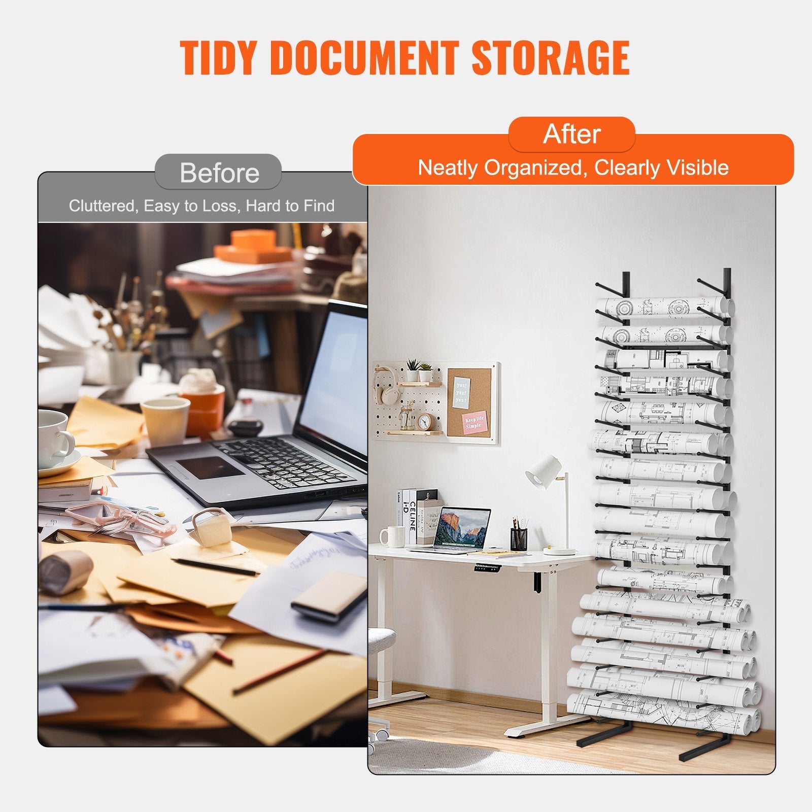 VEVOR Blueprint Storage Rack Vertical Hanging Poster Display Rack 16-Tier 