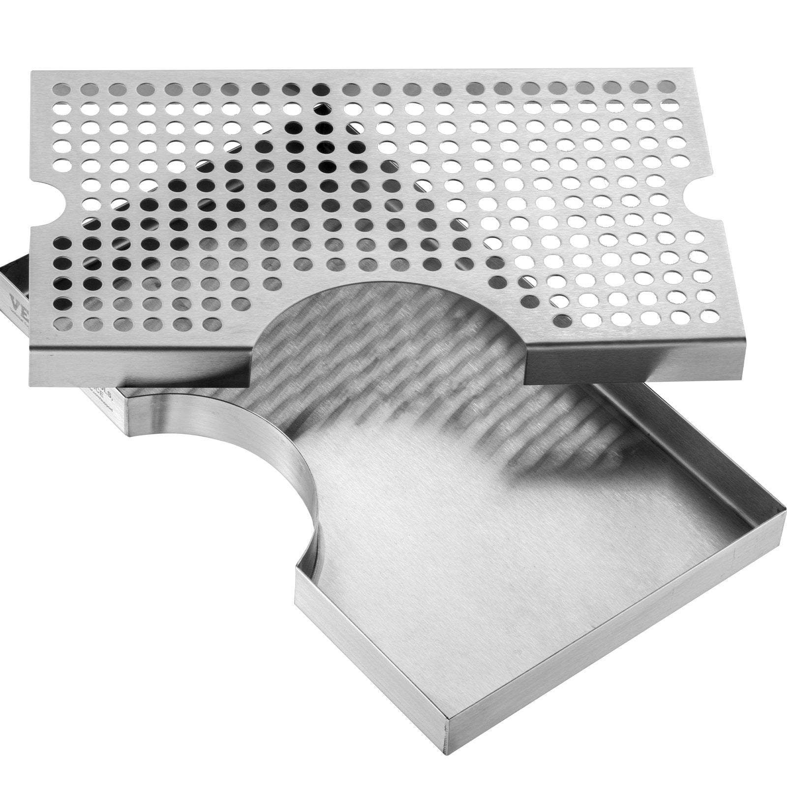 VEVOR Kegerator Beer Drip Tray, 304 Stainless Steel Keg Drip Trays with 4 Non-Slip Rubber Pads and Detachable Cover, Heat / Cold Resistant Beer Tower Drip Pan for Bar Restaurant Coffee Shop Home 
