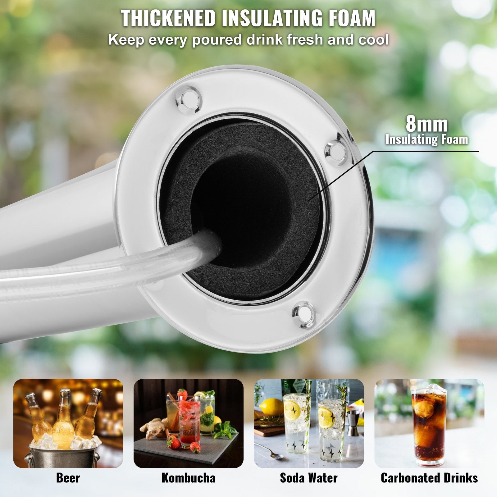 VEVOR Dual Taps Draft Beer Tower Dispenser, Stainless Steel Keg Beer Tower, Kegerator Tower Kit with Pre-Assembled Tubing and Self-Closing Faucet Shanks for Party, Bar, Pub, Restaurant 