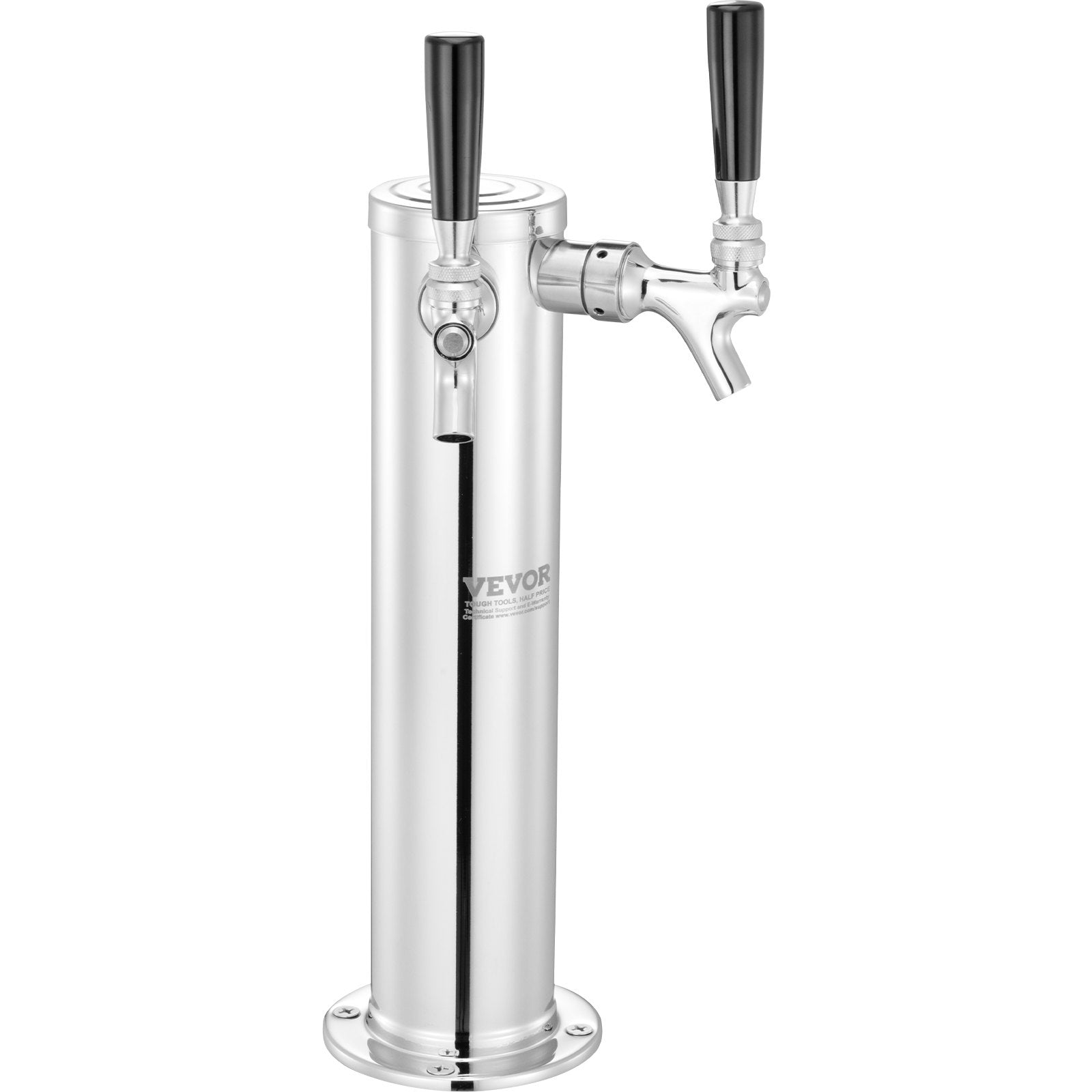 VEVOR Dual Taps Draft Beer Tower Dispenser, Stainless Steel Keg Beer Tower, Kegerator Tower Kit with Pre-Assembled Tubing and Self-Closing Faucet Shanks for Party, Bar, Pub, Restaurant 