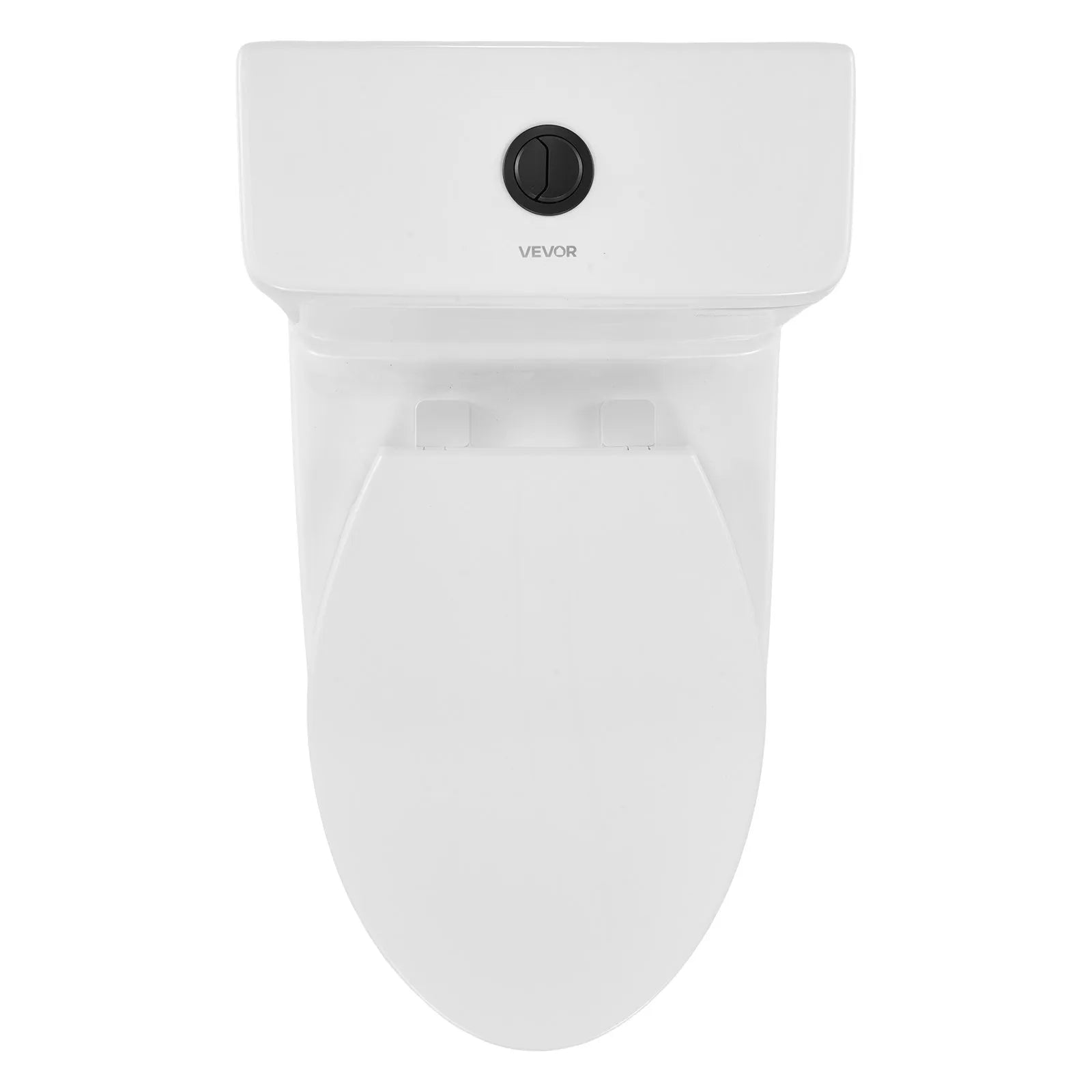 VEVOR One-Piece Toilet, Elongated Toilet Vortex Dual-Flush 1.0/1.28 GPF, Toilets for Bathroom with Comfortable Chair Seat, Standard Height, Easy-Clean Skirted Design, 12 inch Rough-In, White + Black 
