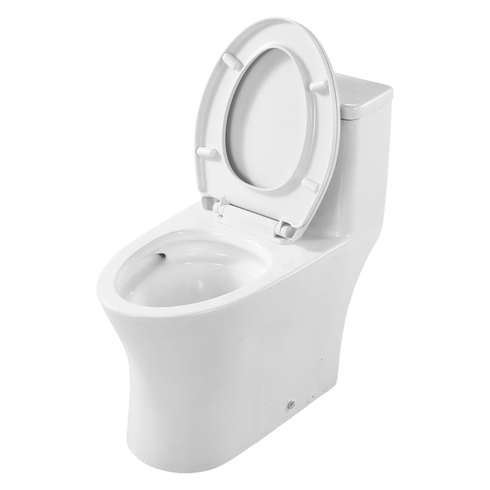 VEVOR One-Piece Toilet, Elongated Toilet Vortex Dual-Flush 1.0/1.28 GPF, Toilets for Bathroom with Comfortable Chair Seat, Standard Height, Easy-Clean Skirted Design, 12 inch Rough-In, White + Black 