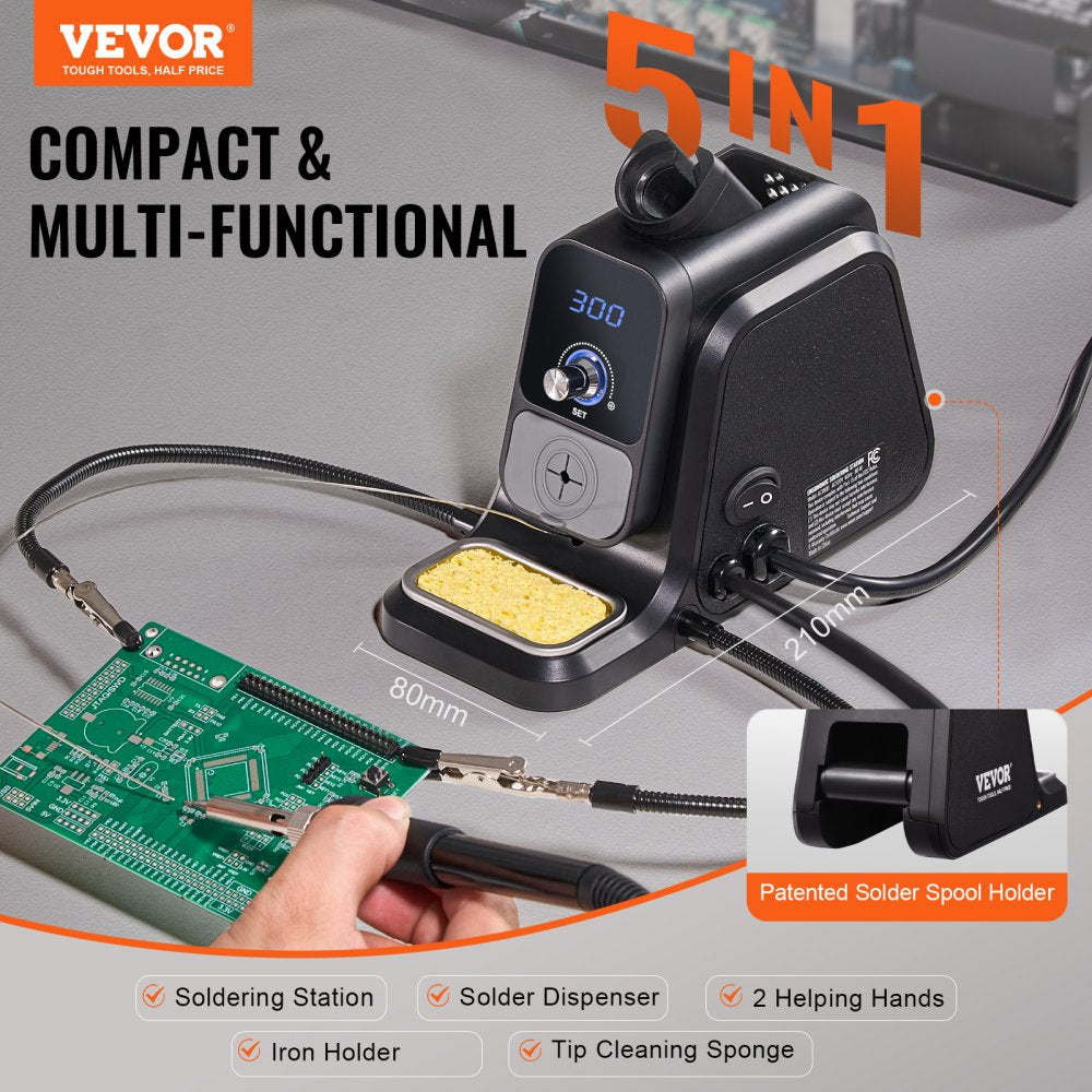 VEVOR Soldering Iron Station 80W LED Display Soldering Station Kit Helping Hands 