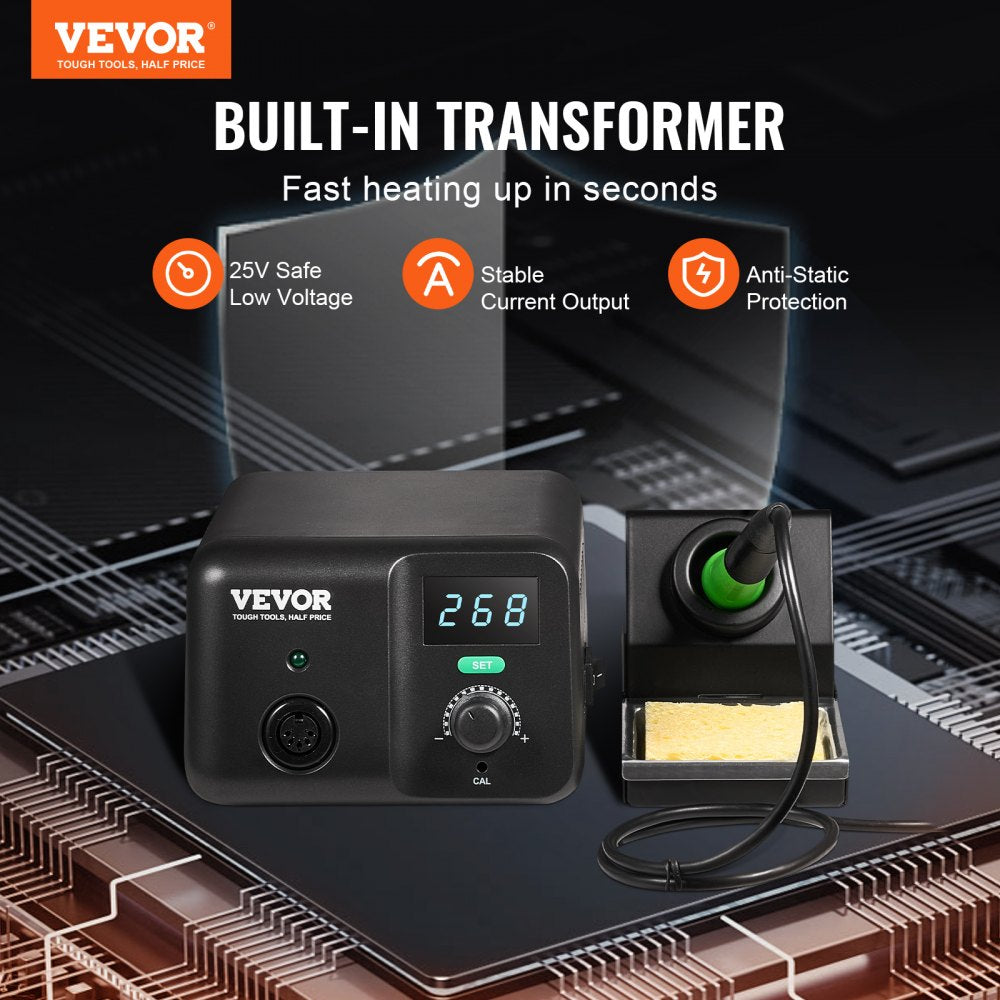 VEVOR Soldering Iron Station 70W LCD Display Soldering Station Kit 122°F-932°F 