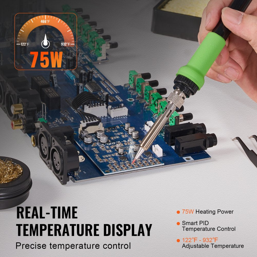 VEVOR Soldering Iron Station 75W LCD Display Soldering Station Kit 122°F-932°F 