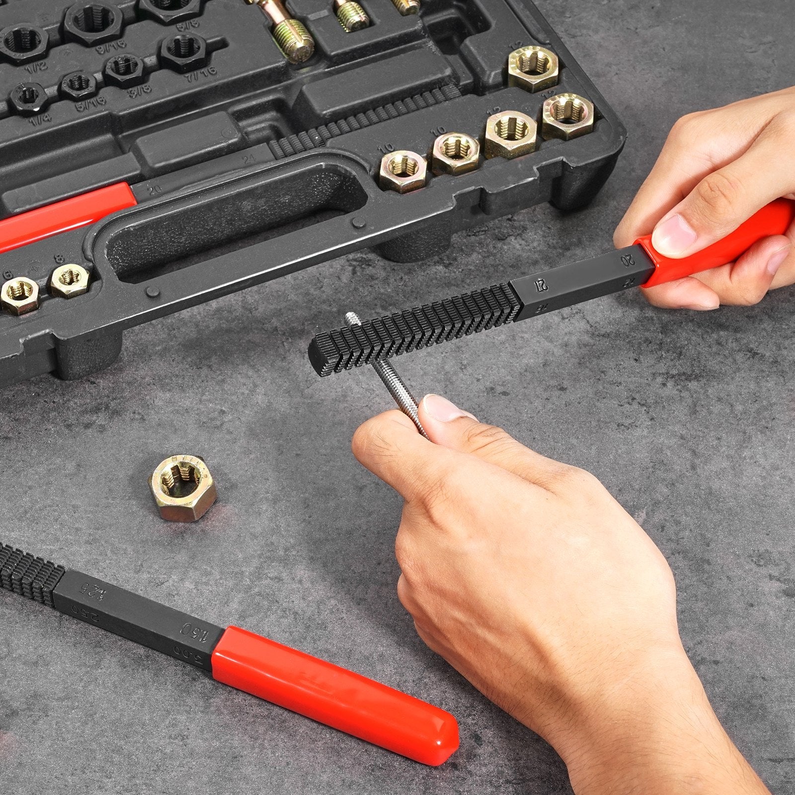 VEVOR 49PCS Thread Chaser Set UNC UNF Metric Thread Restorer Tool Rethreading 