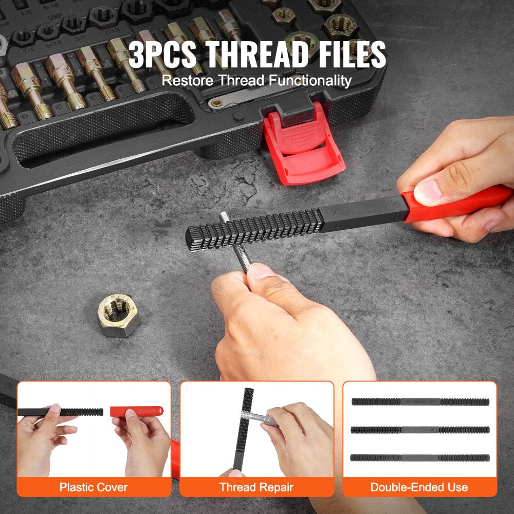 VEVOR 61PCS Thread Chaser Set UNC UNF Metric Thread Restorer Tool Rethreading 