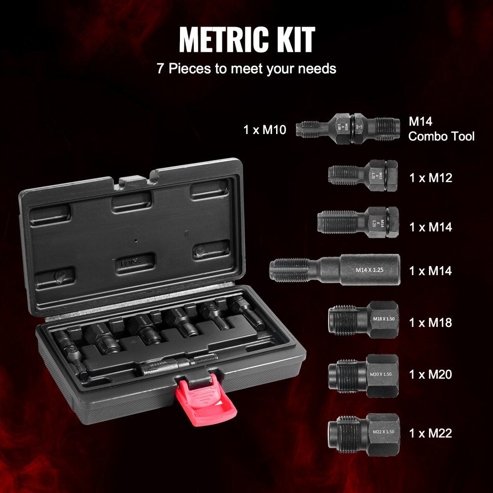 VEVOR 7PCS Thread Chaser Set Metric Thread Restorer Tool Automotive Rethreading 