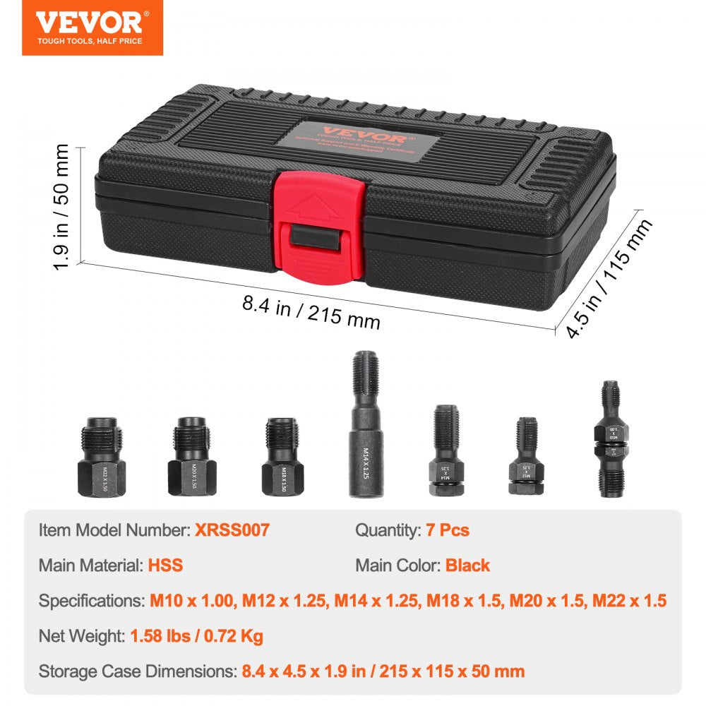 VEVOR 7PCS Thread Chaser Set Metric Thread Restorer Tool Automotive Rethreading 