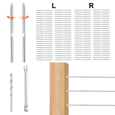 VEVOR 122 Pack Cable Railing Swage Threaded Stud Tension End Fitting Terminal for 1/8" Deck Cable Railing, T316 Stainless Steel, Cable Railing Tensioner 1/8" for Wood/Metal Post, Silver 