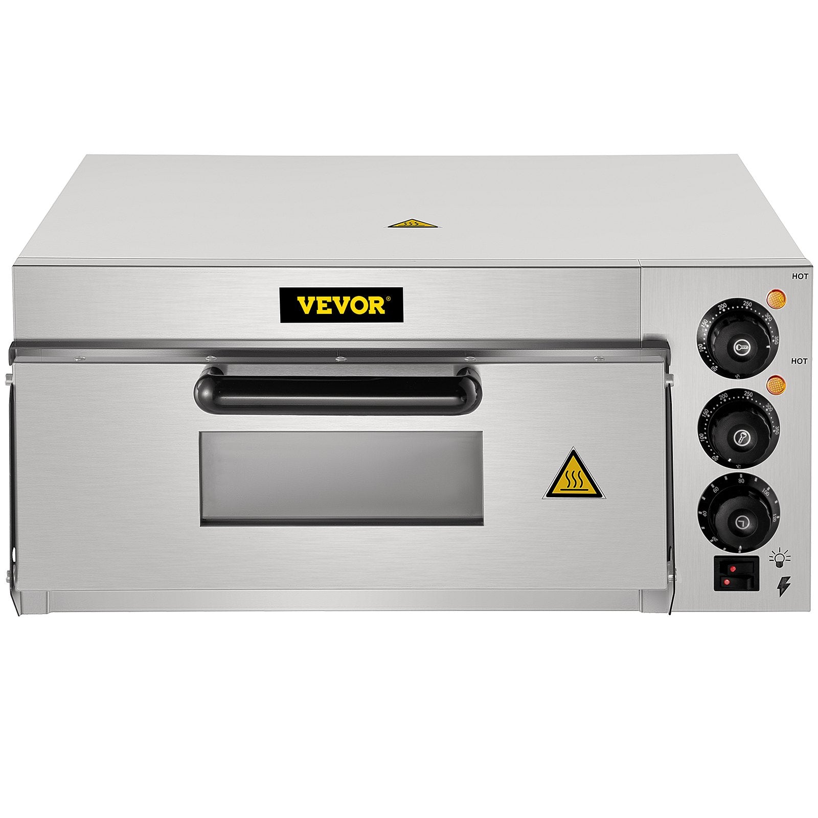 VEVOR Commercial Pizza Oven Countertop, 14" Single Deck Layer, 110V 1300W Stainless Steel Electric Pizza Oven with Stone and Shelf, Multipurpose Indoor Pizza Maker for Restaurant Home Pretzels Baked 