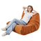VEVOR L-Shaped Bean Bag Chair with Soft Armrests and Storage Pocket Brown