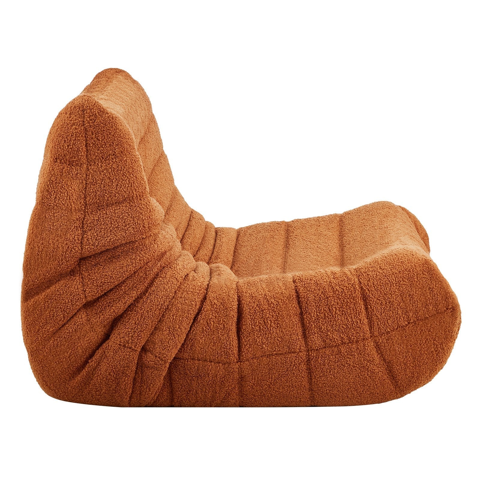 VEVOR L-Shaped Bean Bag Chair with Soft Armrests and Storage Pocket Brown 