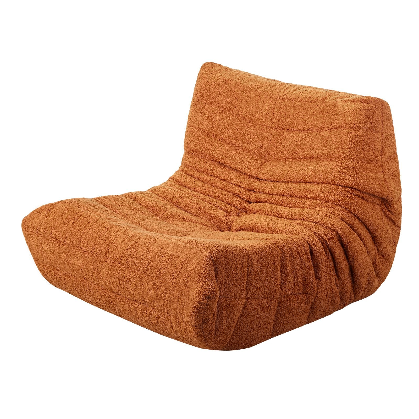 VEVOR L-Shaped Bean Bag Chair with Soft Armrests and Storage Pocket Brown 