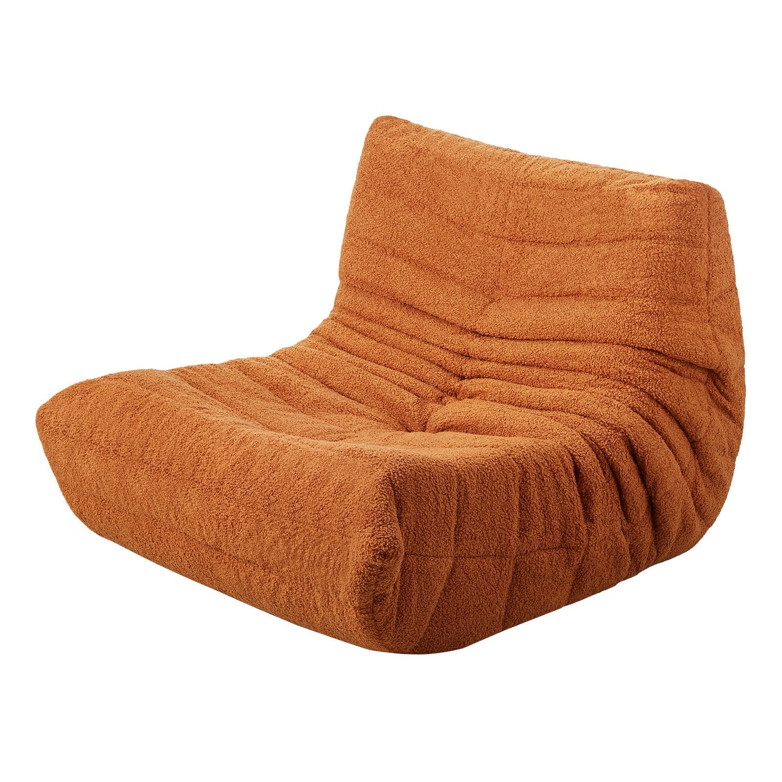 VEVOR L-Shaped Bean Bag Chair with Soft Armrests and Storage Pocket Brown 