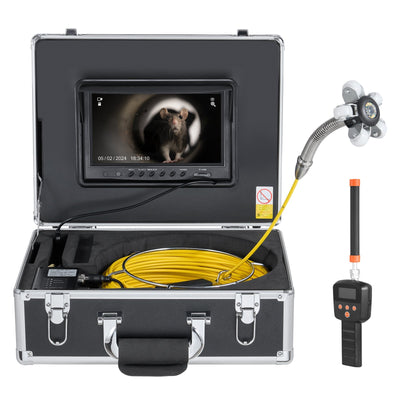 VEVOR Sewer Camera 98 ft Self-Leveling Duct Camera with 512Hz Locator 36X Zoom 