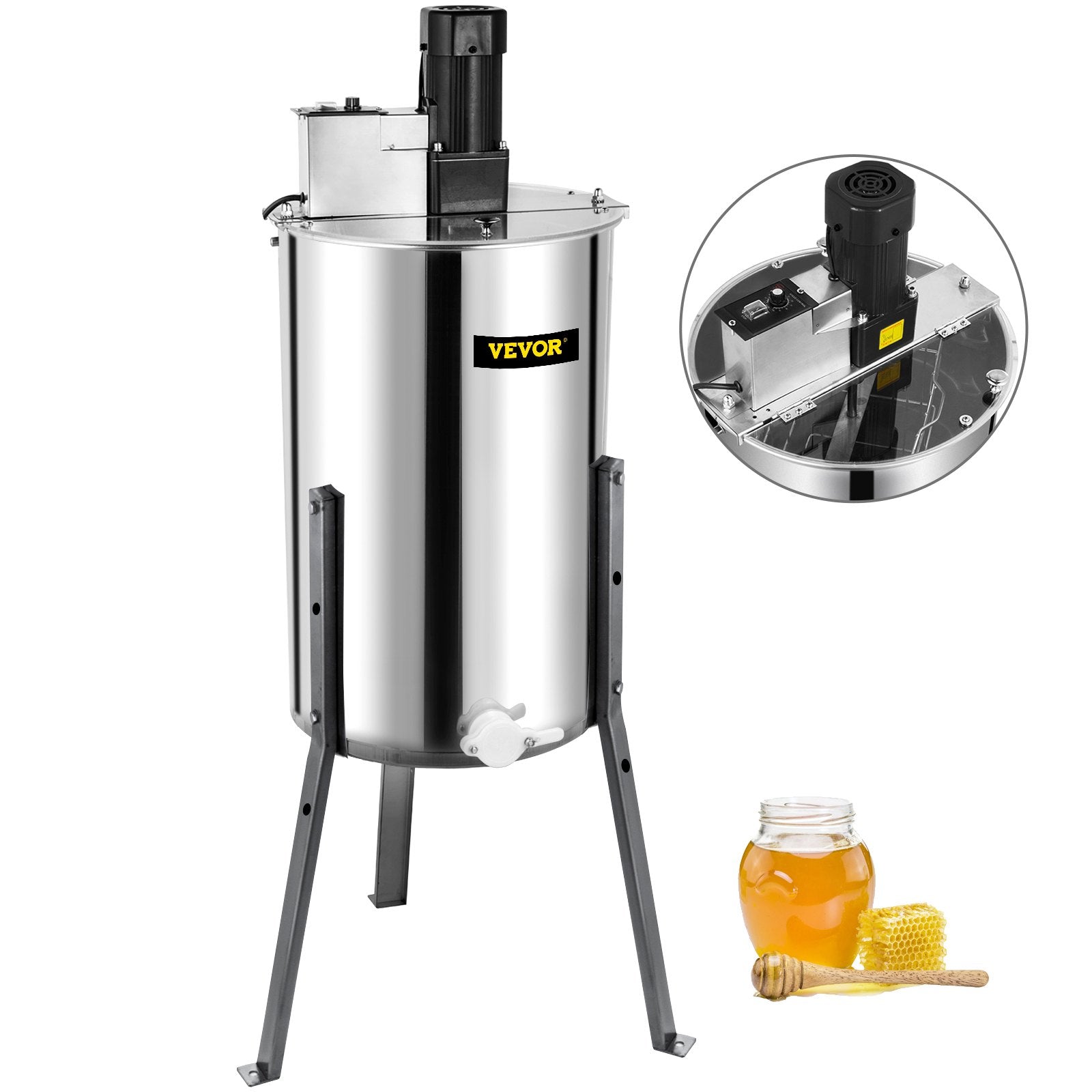 VEVOR Electric Honey Extractor Separator 2 Frame Bee Extractor Stainless Steel Honeycomb Spinner Crank. Beekeeping Extraction Apiary Centrifuge Equipment 