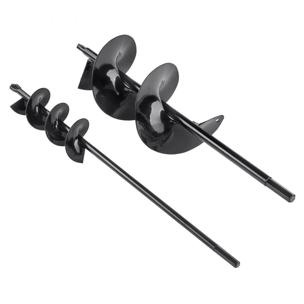 VEVOR Auger Drill Bits for Planting Set of 2, 2" x 16", 4" x 16" Garden Auger Drill Bits, Spiral Drill Bit for Post Hole Digger, Bulbs Planting & Holes Digging, for 3/8" Hex Drive Drill 
