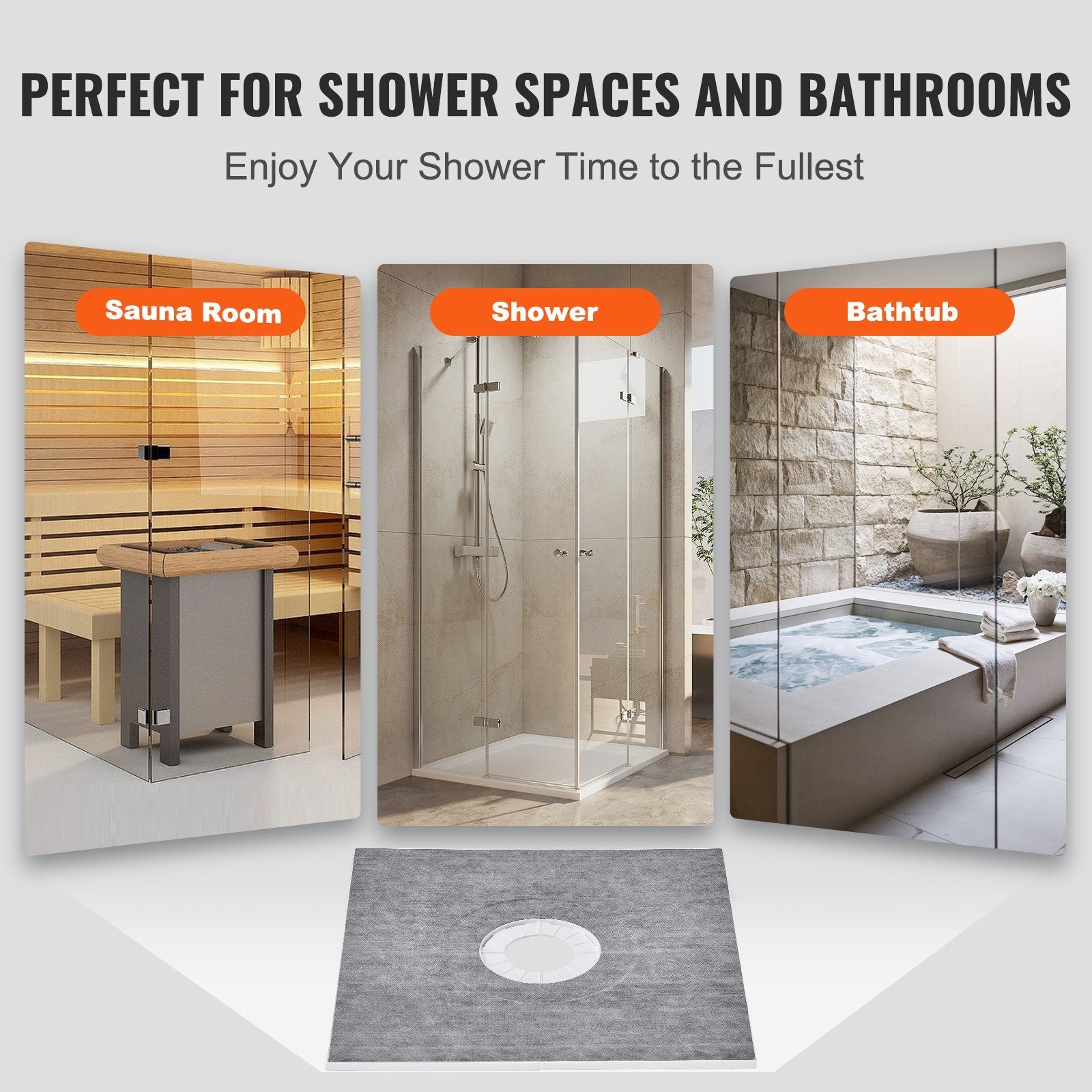 VEVOR Shower Curb Kit, 36"x36" Shower Pan Kit with 6.3" Central Drain, Lightweight EPS Shower Installation Kits with 2 Waterproof Cloths, Shower Pan Slope Sticks Fit for Bathroom 