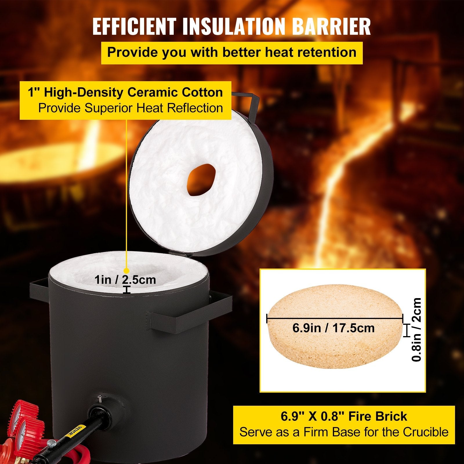 VEVOR Propane Melting Furnace, 2462°F, 4 KG Metal Foundry Furnace Kit with Graphite Crucible and Tongs, Casting Melting Smelting Refining Precious Metals Like Gold Silver Aluminum Copper Brass Bronze 