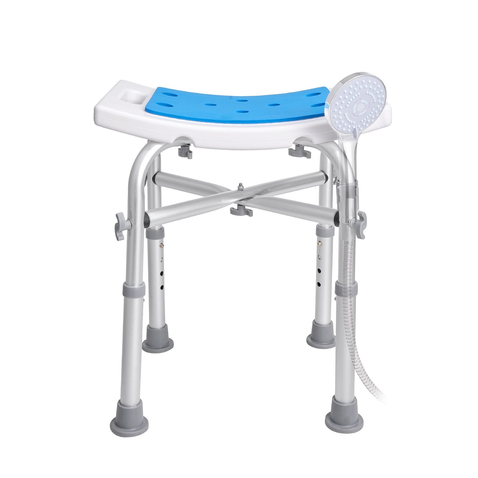 VEVOR Shower Chair, Adjustable Height Shower Stool with Crossbar Support, Shower Seat for Inside Shower or Tub, Non-Slip Bench Bathtub Stool Seat for Elderly Disabled Handicap, 500 lbs Capacity 