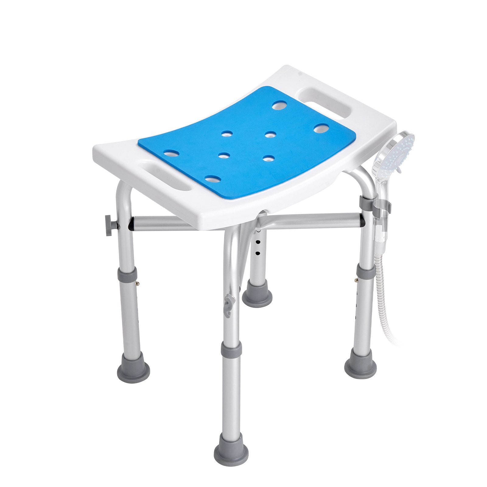 VEVOR Shower Chair, Adjustable Height Shower Stool with Crossbar Support, Shower Seat for Inside Shower or Tub, Non-Slip Bench Bathtub Stool Seat for Elderly Disabled Handicap, 500 lbs Capacity 