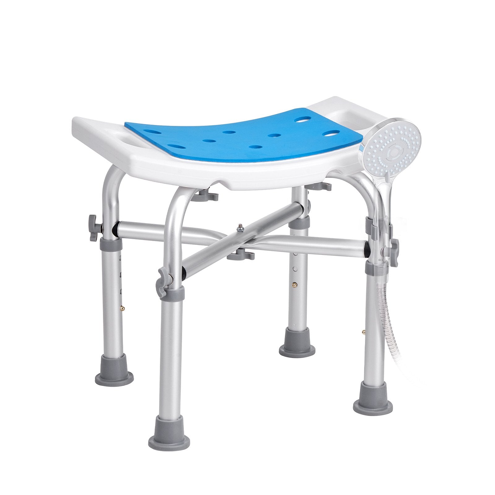 VEVOR Shower Chair, Adjustable Height Shower Stool with Crossbar Support, Shower Seat for Inside Shower or Tub, Non-Slip Bench Bathtub Stool Seat for Elderly Disabled Handicap, 500 lbs Capacity 