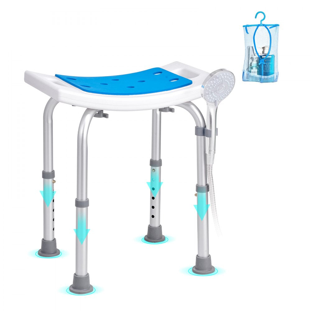 VEVOR Shower Chair, Adjustable Height Shower Stool, Shower Seat for Inside Shower or Tub, Non-Slip Bench Bathtub Stool Seat for Elderly Disabled Handicap, 350 LBS Capacity 