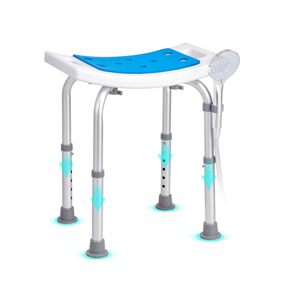VEVOR Shower Chair, Adjustable Height Shower Stool, Shower Seat for Inside Shower or Tub, Non-Slip Bench Bathtub Stool Seat for Elderly Disabled Handicap, 350 LBS Capacity 