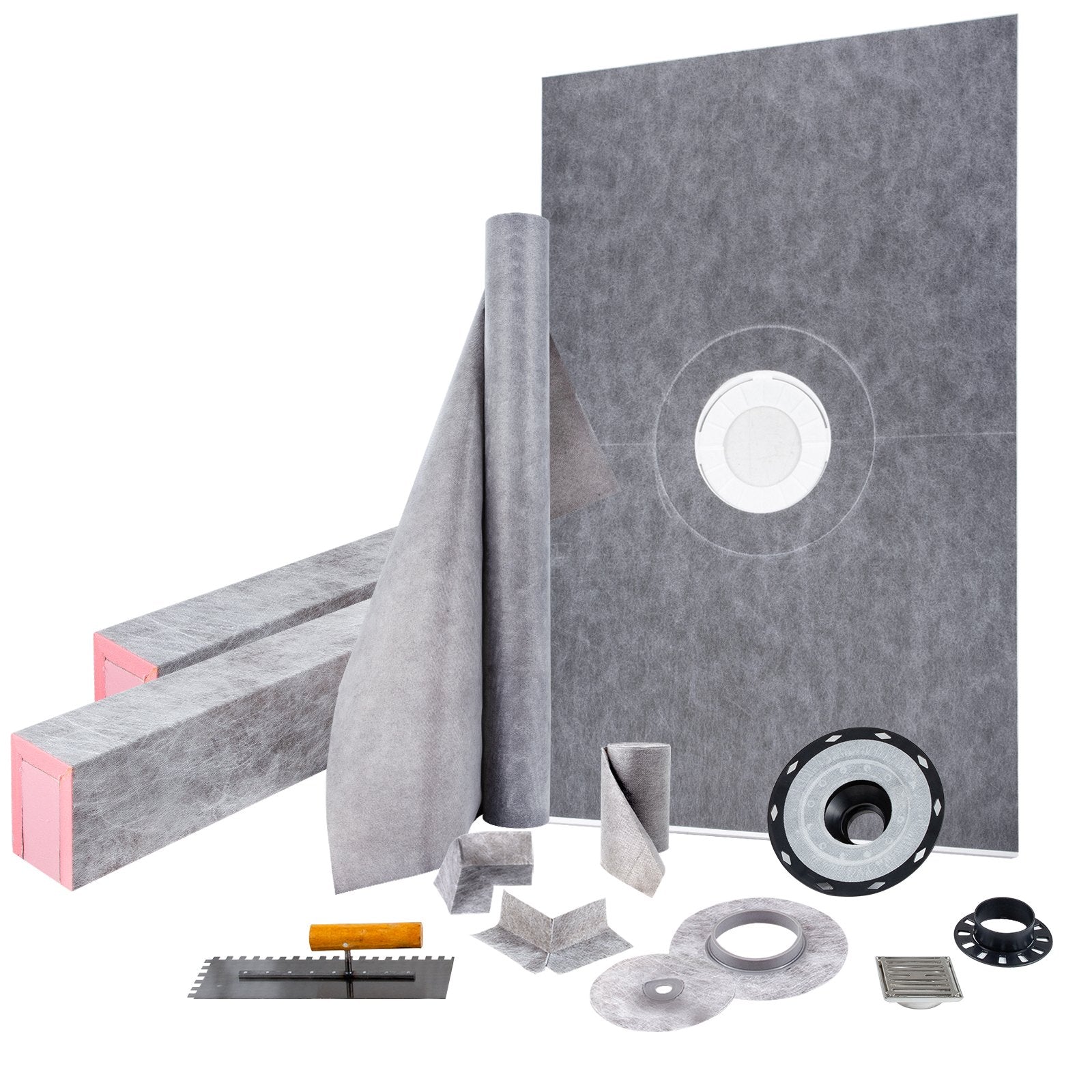 Vevor 48''x72'' Shower Kit With Shower Tray & Curb With Central Drain Kit Pvc 