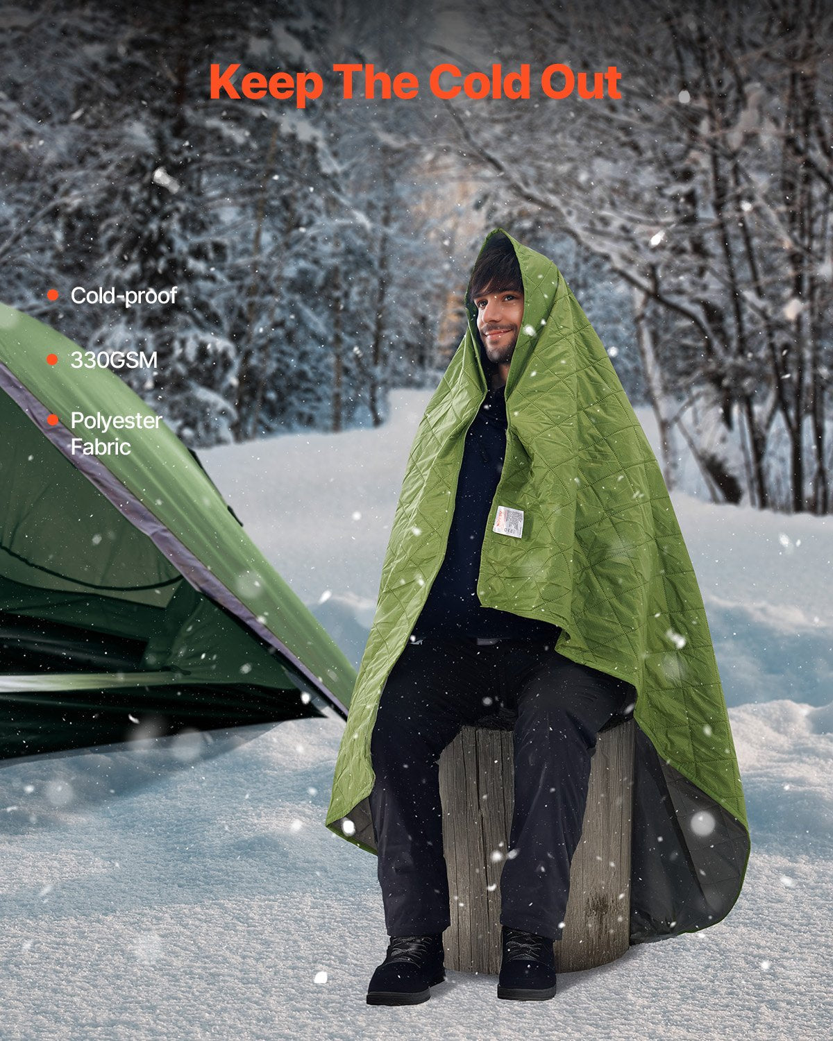 VEVOR Camping Blanket 82" x 55" Warm Stadium Blanket 330GSM Outdoor Travel 