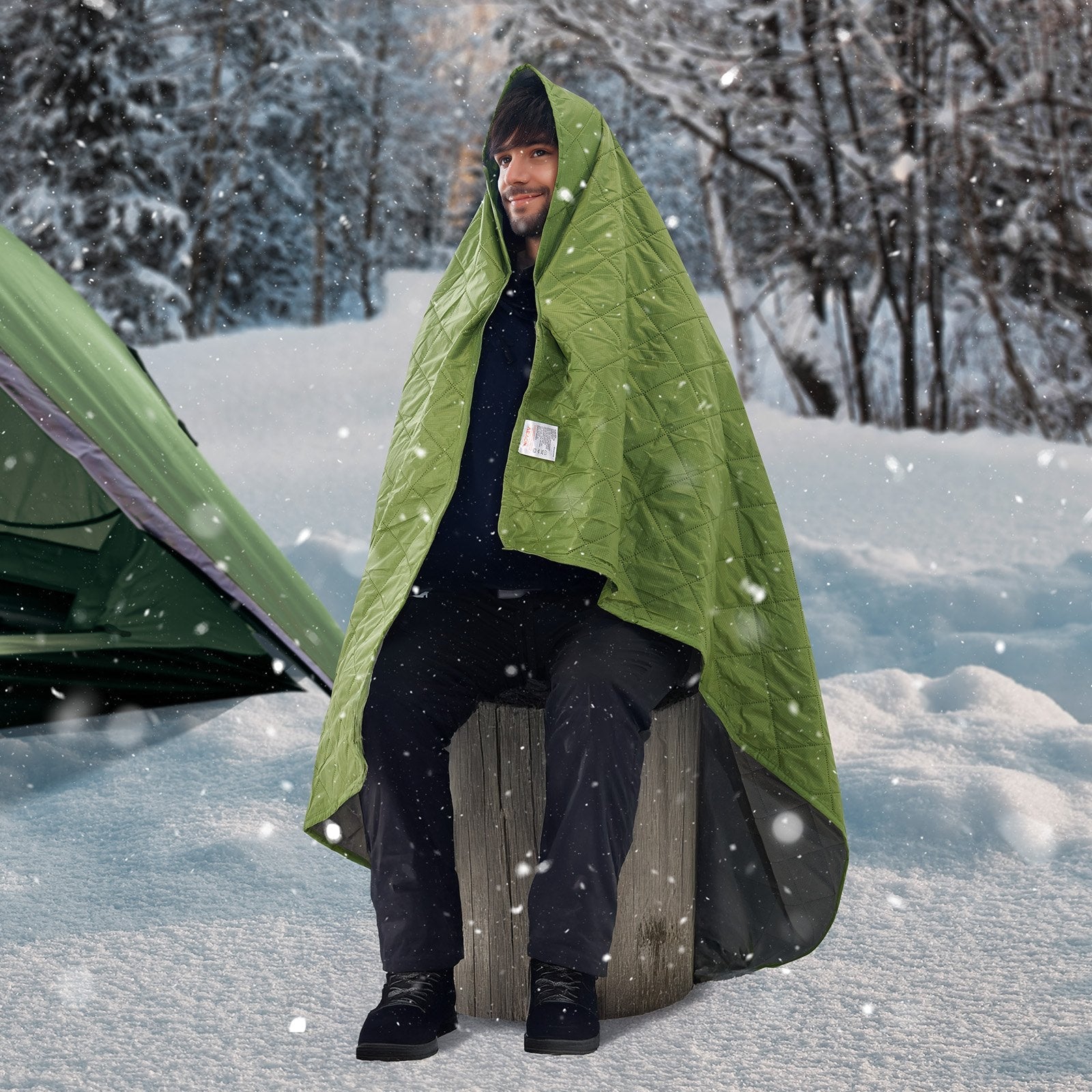 VEVOR Camping Blanket 82" x 55" Warm Stadium Blanket 330GSM Outdoor Travel 