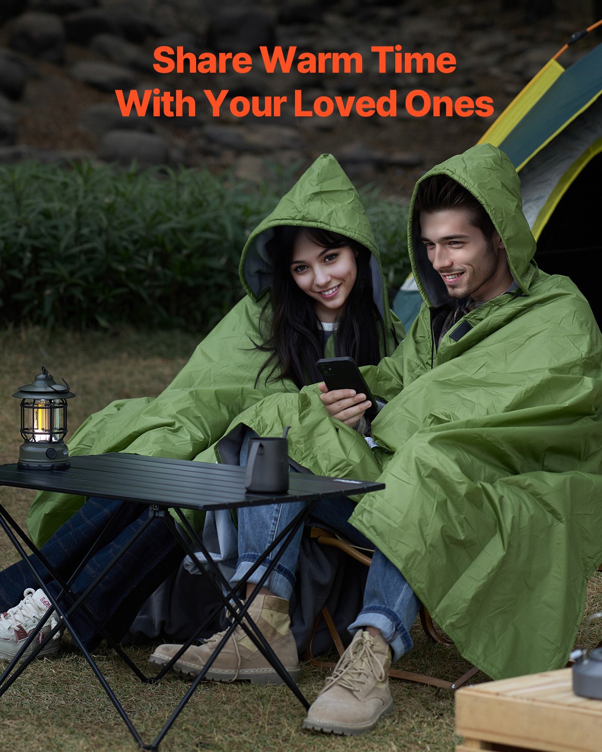 VEVOR Camping Blanket 79" x 59" Wearable Warm Stadium Blanket Outdoor Army Green 