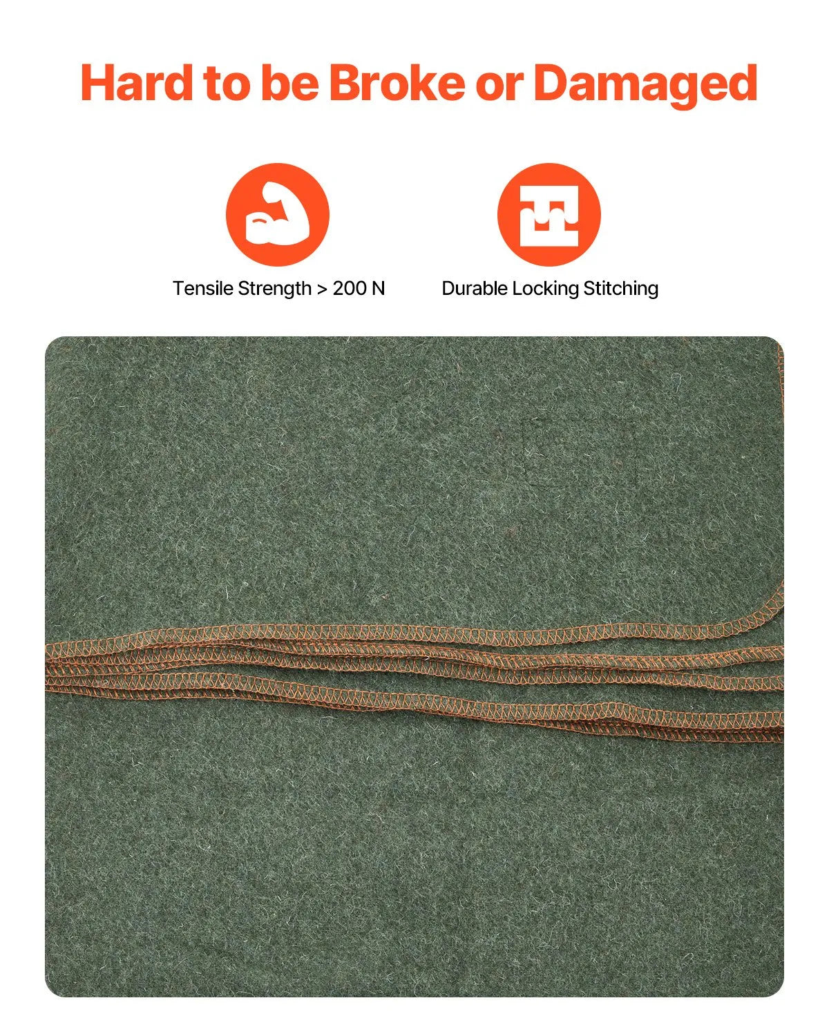 VEVOR Wool Camping Blanket 64" x 88" Warm for Camping Hiking Travel Texture