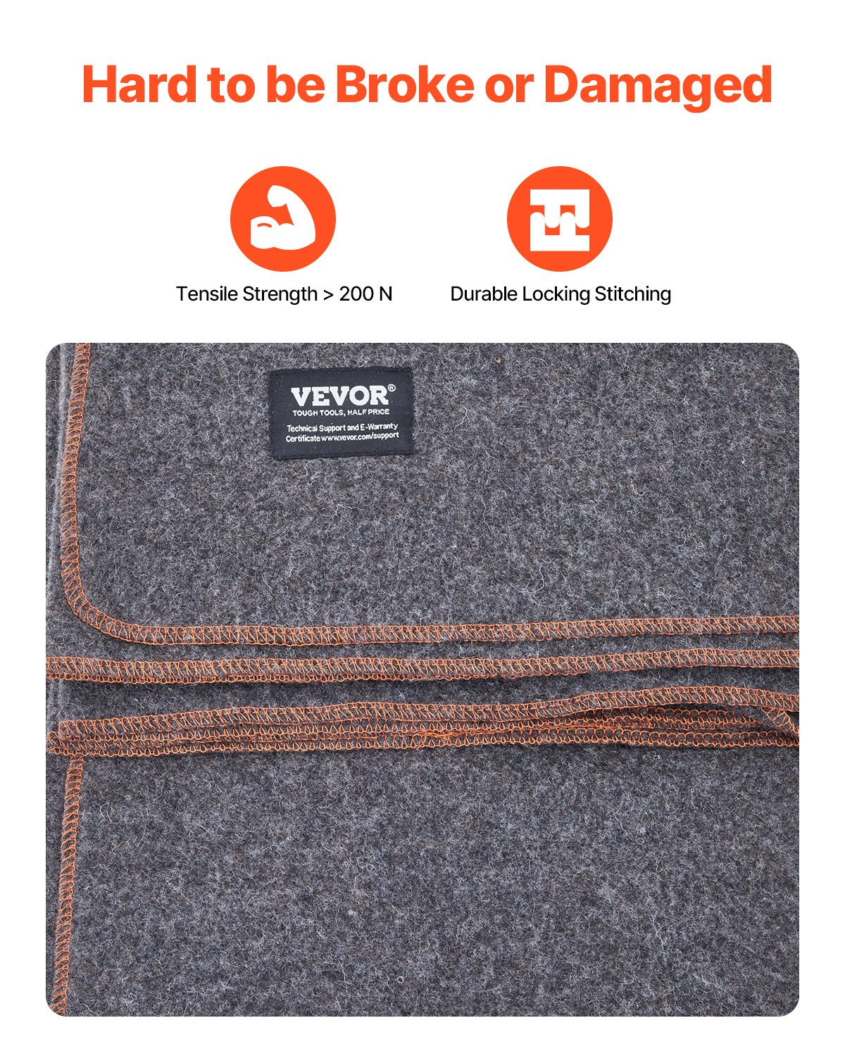 VEVOR Wool Camping Blanket 64" x 88" Warm for Camping Hiking Travel Light Grey 