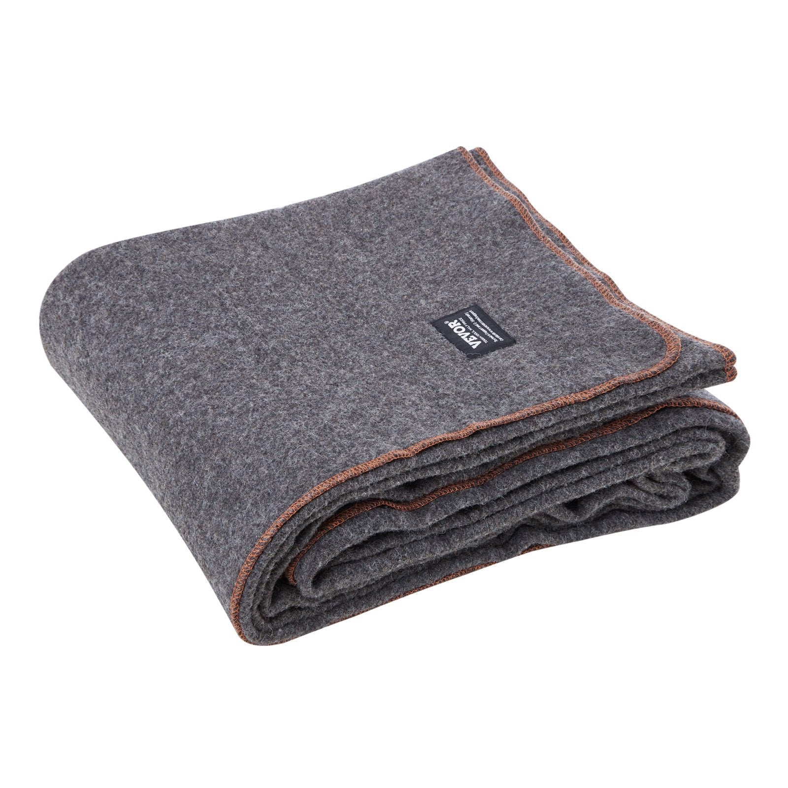 VEVOR Wool Camping Blanket 64" x 88" Warm for Camping Hiking Travel Light Grey 