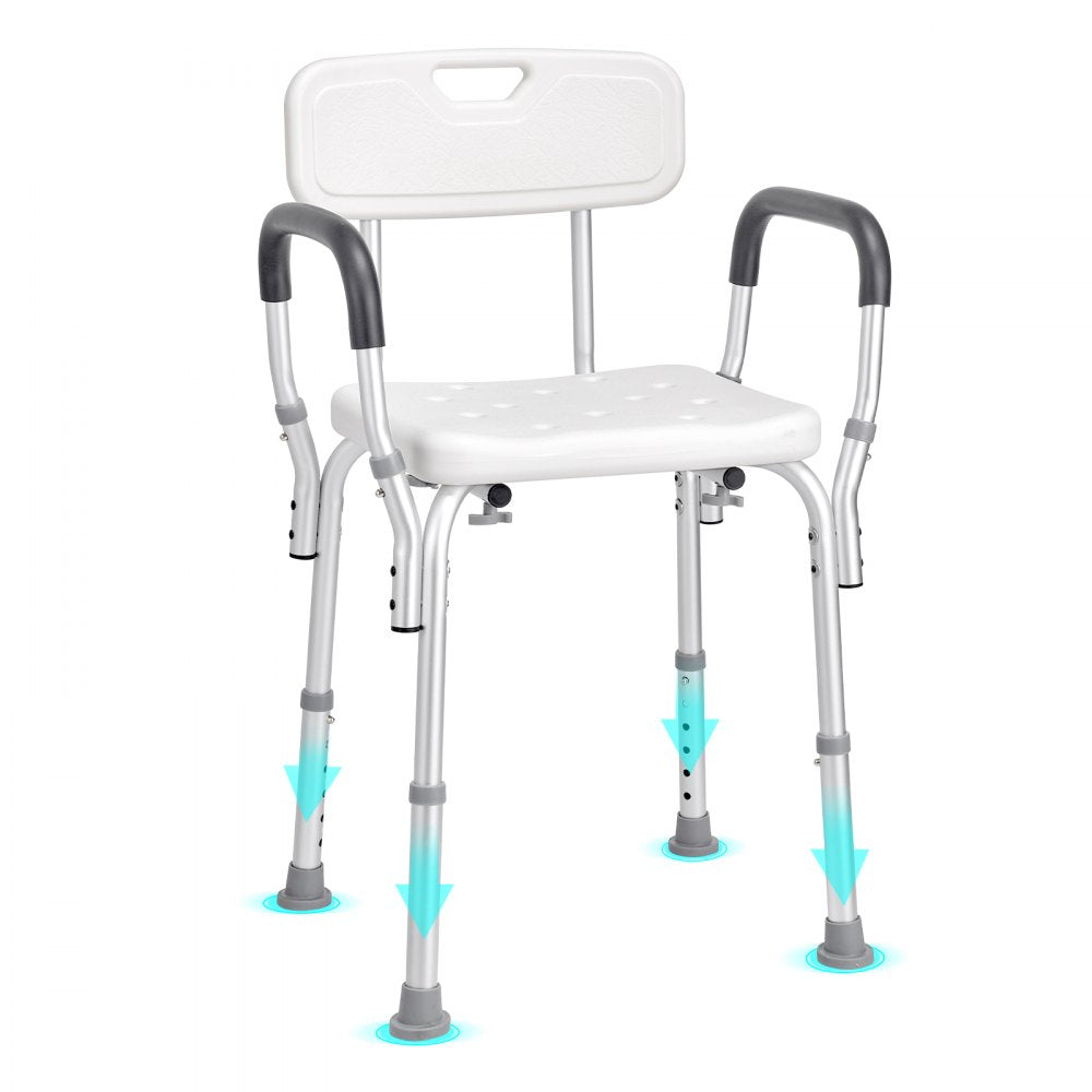 VEVOR Shower Chair, Shower Seat with Back, Adjustable Height Shower Stool, Shower Chair for Inside Shower Bathtub, Non-slip Bathroom Bench Bath Chair for Elderly Disabled Handicap, 350 LBS Capacity 