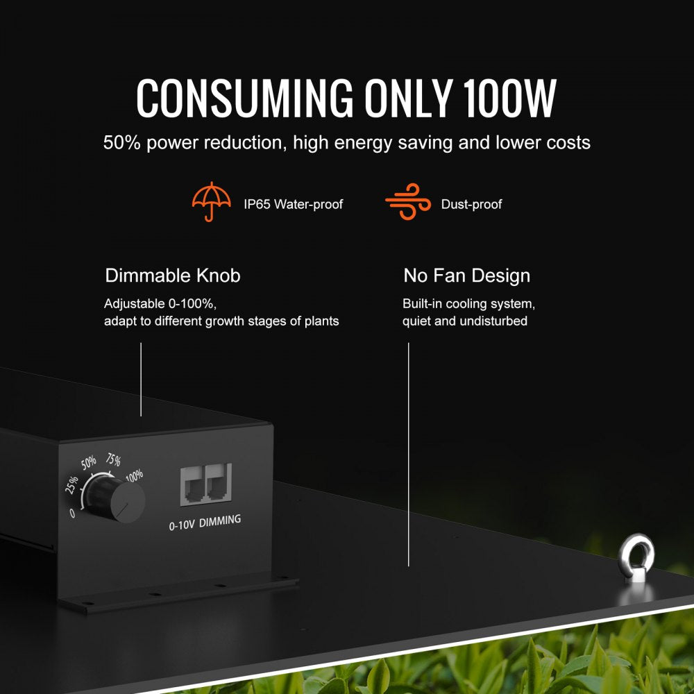 VEVOR LED Grow Light, 300W Full Spectrum Dimmable, High Yield Samsung 2B1B Diodes Growing Lamp for Indoor Plants Seedling Veg and Bloom Greenhouse Growing, Daisy Chain Driver for 3x3/4x4 ft Grow Tent 