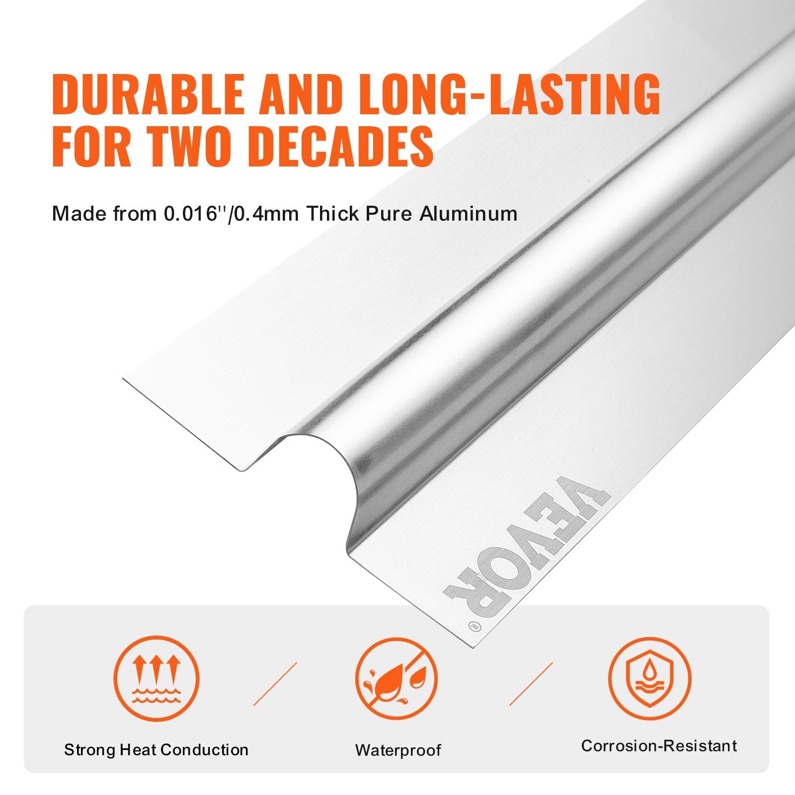 VEVOR PEX Heat Transfer Plates 2 ft, Radiant Heat Plates for 3/4" PEX Pipe, Durable Aluminum & Easy Trimming and Install Underfloor Heat Tubing Plates, Perfect for Wooden Floors (200pcs) 