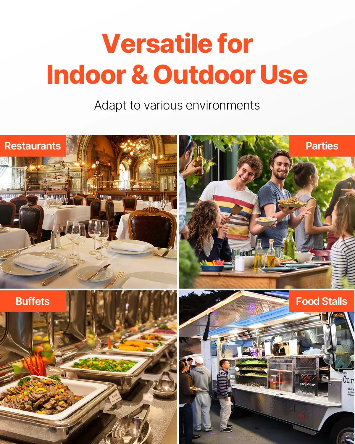 VEVOR Countertop Food Serving Display Container, 1 x 1/2 Pan Stainless Steel Food Serving Tray, Buffet Condiment Dispenser Display Rack with Clear Lid & Ice Tray, for Restaurant Hotel Kitchen Party 