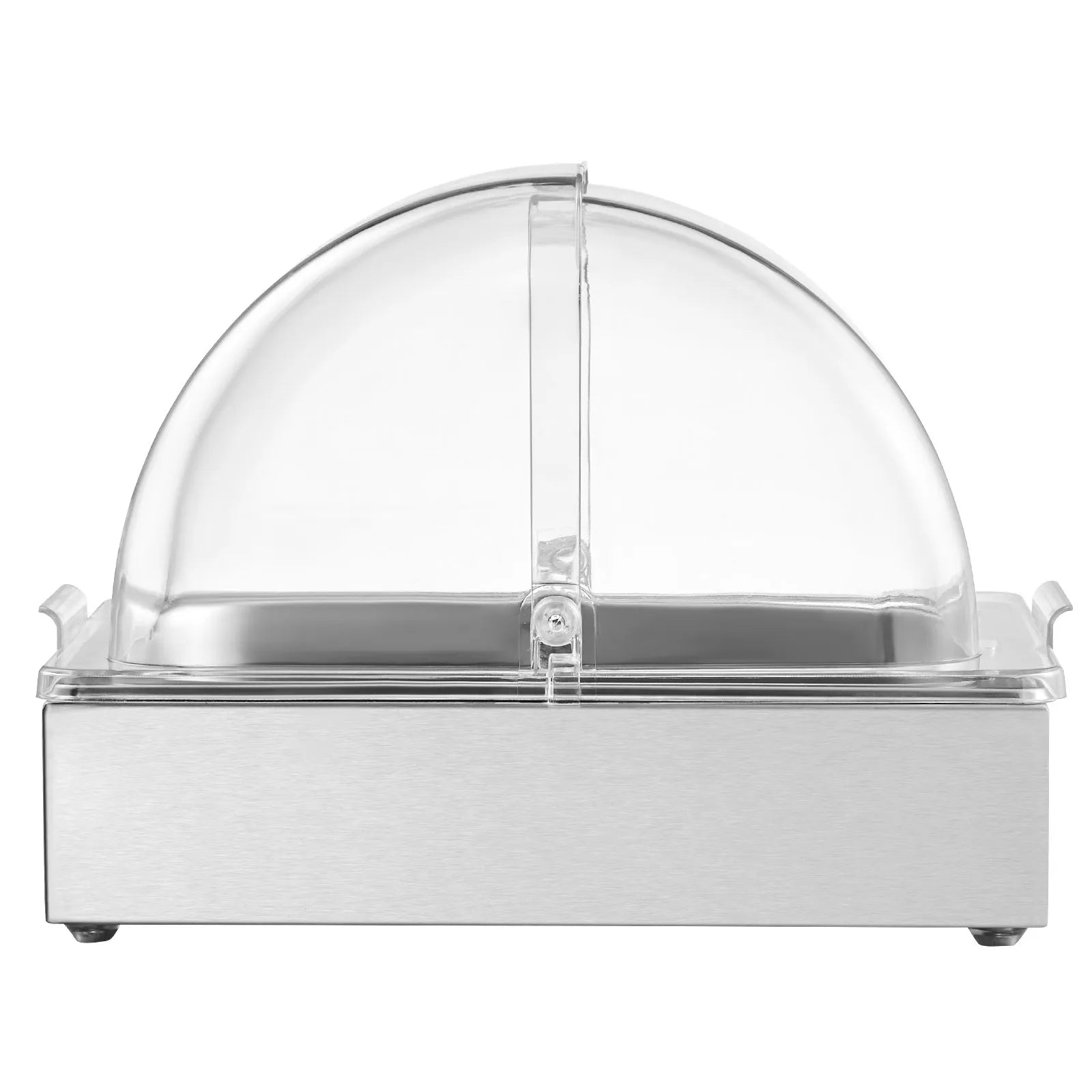 VEVOR Countertop Food Serving Display Container, 1 x 1/2 Pan Stainless Steel Food Serving Tray, Buffet Condiment Dispenser Display Rack with Clear Lid & Ice Tray, for Restaurant Hotel Kitchen Party 