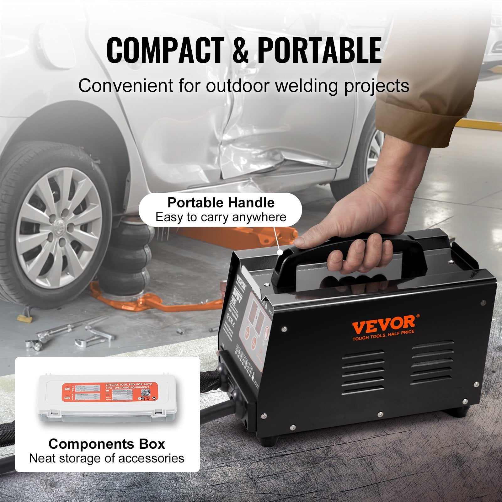 VEVOR Stud Welder Dent Repair Kit 220V 3KW Spot Welder Dent Puller with 7 Modes 