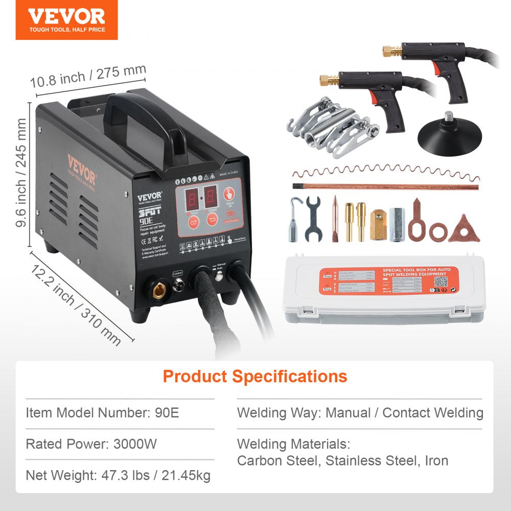 VEVOR Spot Welder Dent Puller 3KW Stud Welder Dent Repair Kit with 2 Welding Gun 