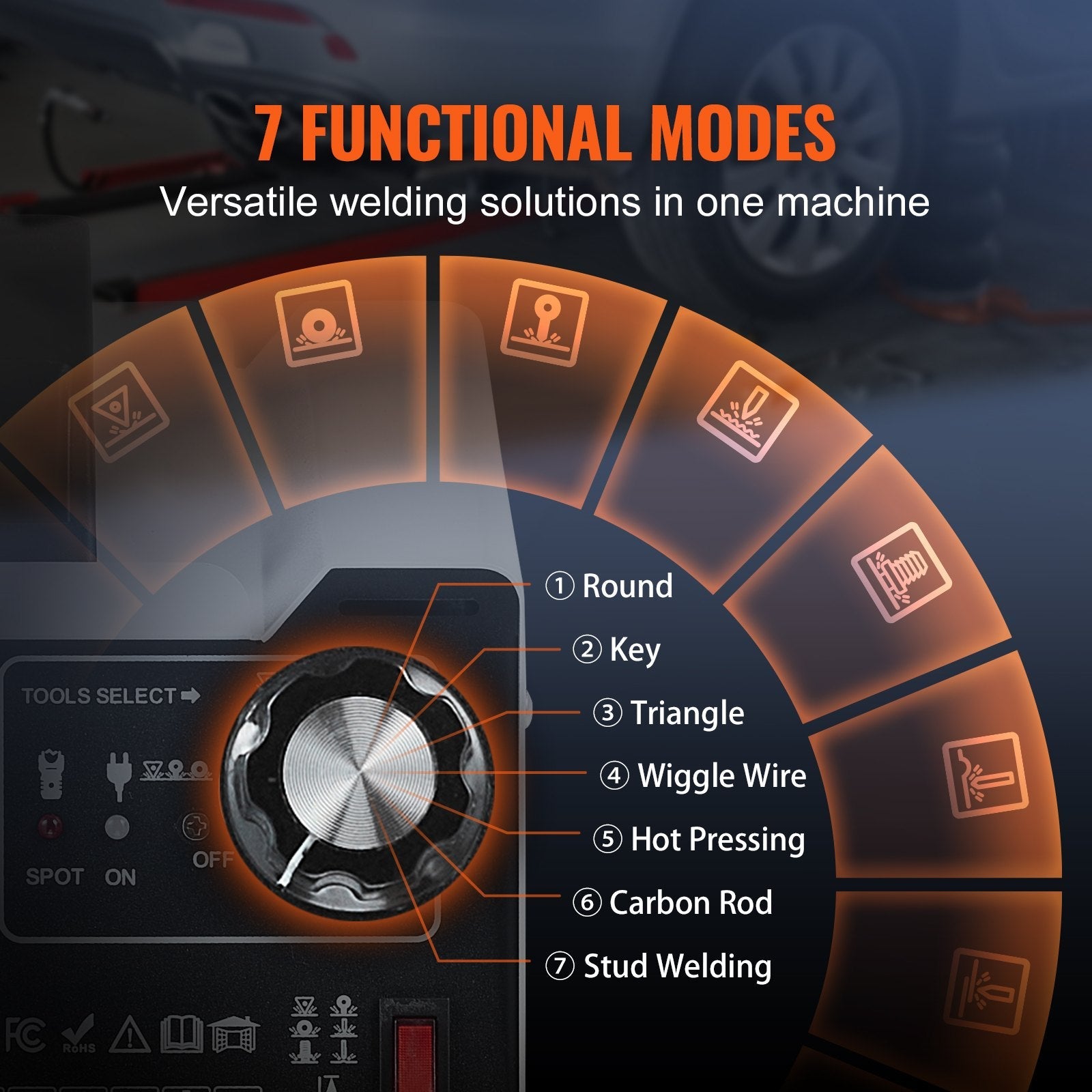 VEVOR Stud Welder Dent Repair Kit Spot Welding Dent Puller Machine with 7 Modes 
